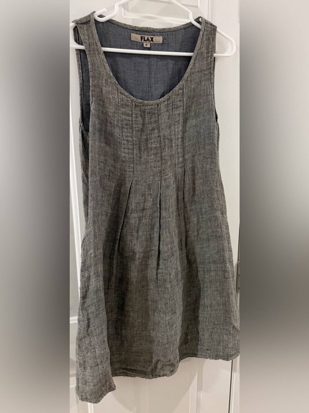 100% LINEN - Flax Gray Linen A-Line Dress - Picture 2 of 8